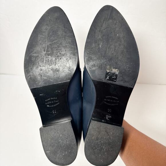 & Other Stories Metal Leather Derby Shoes Navy Cutout Made in Italy 38 US 7 - Picture 10 of 12